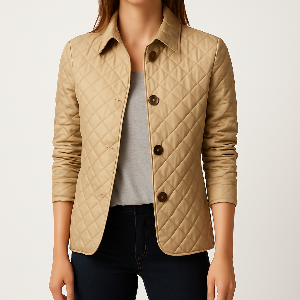 Damska pikowana kurtka w romby taliowana