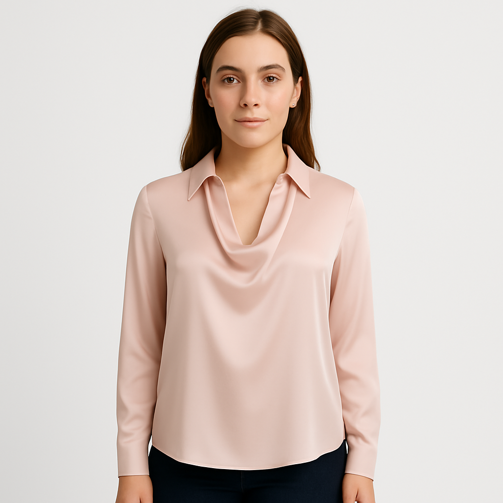 Bluzka damska z drapowaniem i długim rękawem