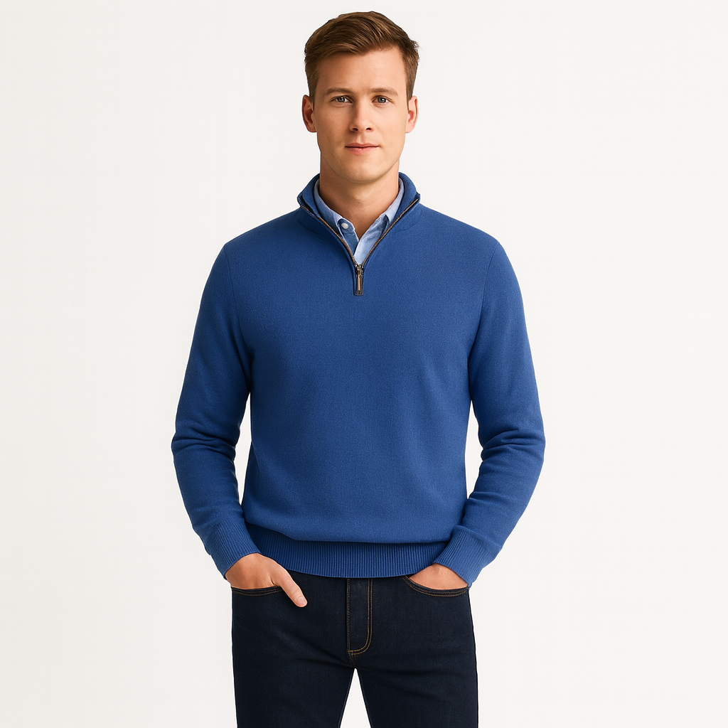 Męski sweter zapinany na zamek basic knit