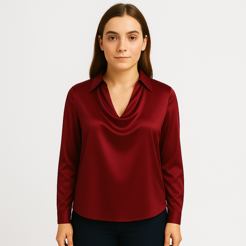 Bluzka damska z drapowaniem i długim rękawem