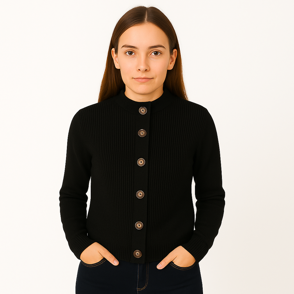 Damski kardigan rozpinany z kołnierzem