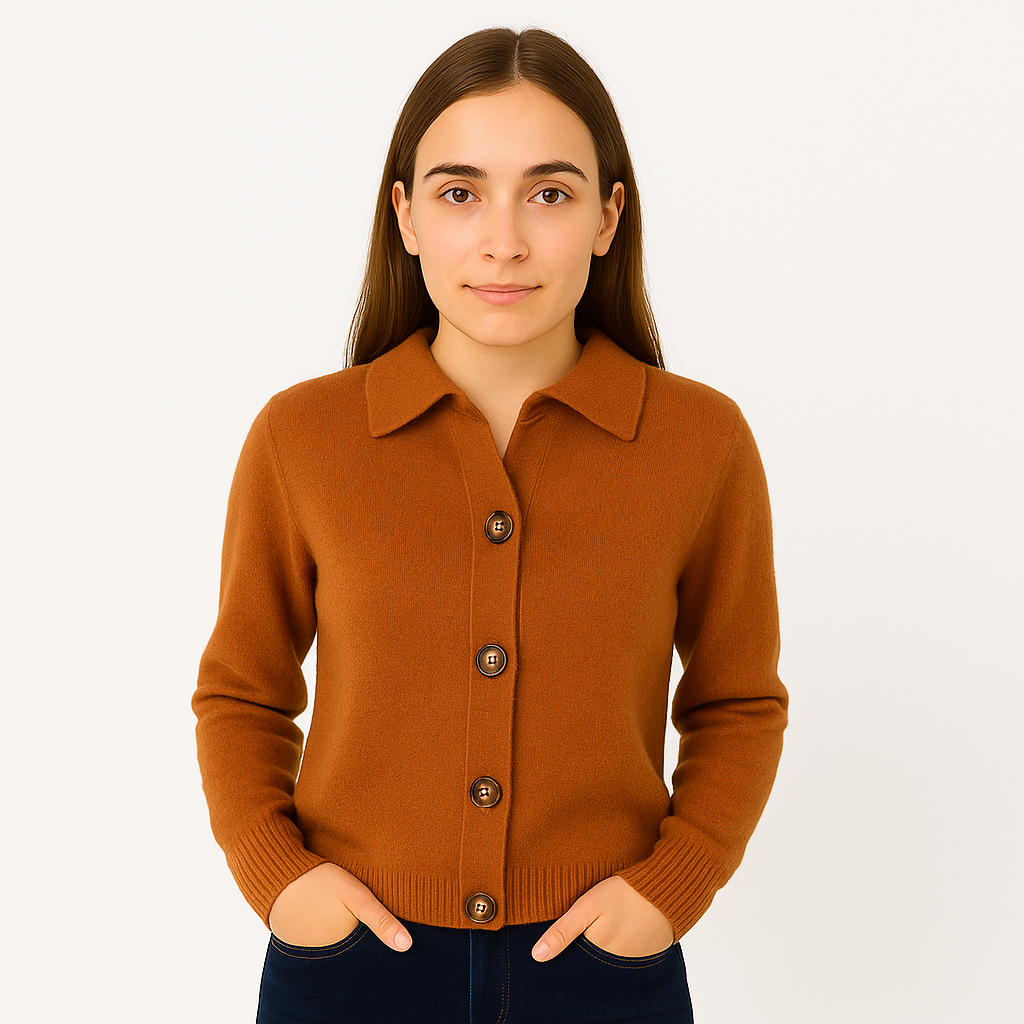 Damski kardigan rozpinany z kołnierzem