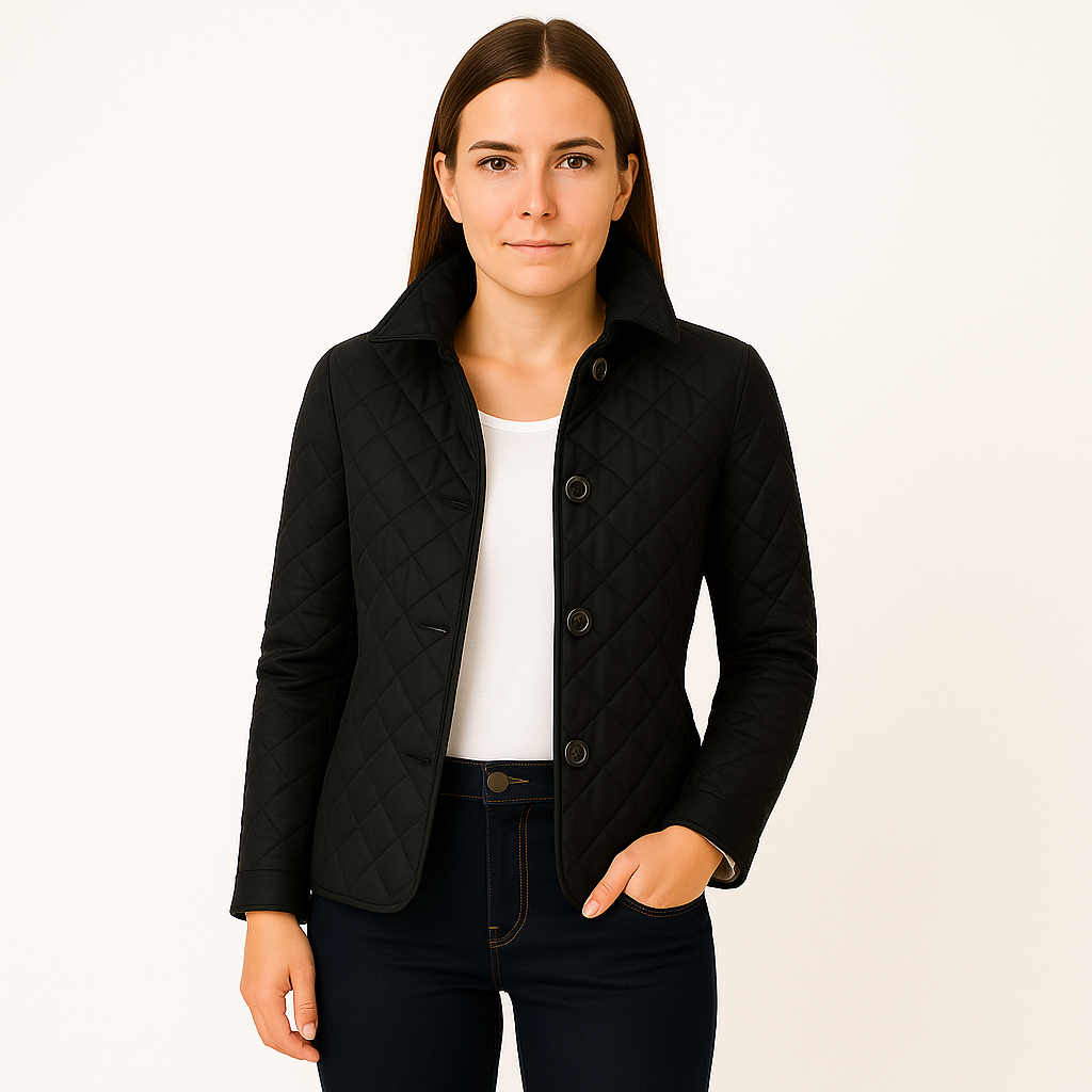 Damska pikowana kurtka w romby taliowana