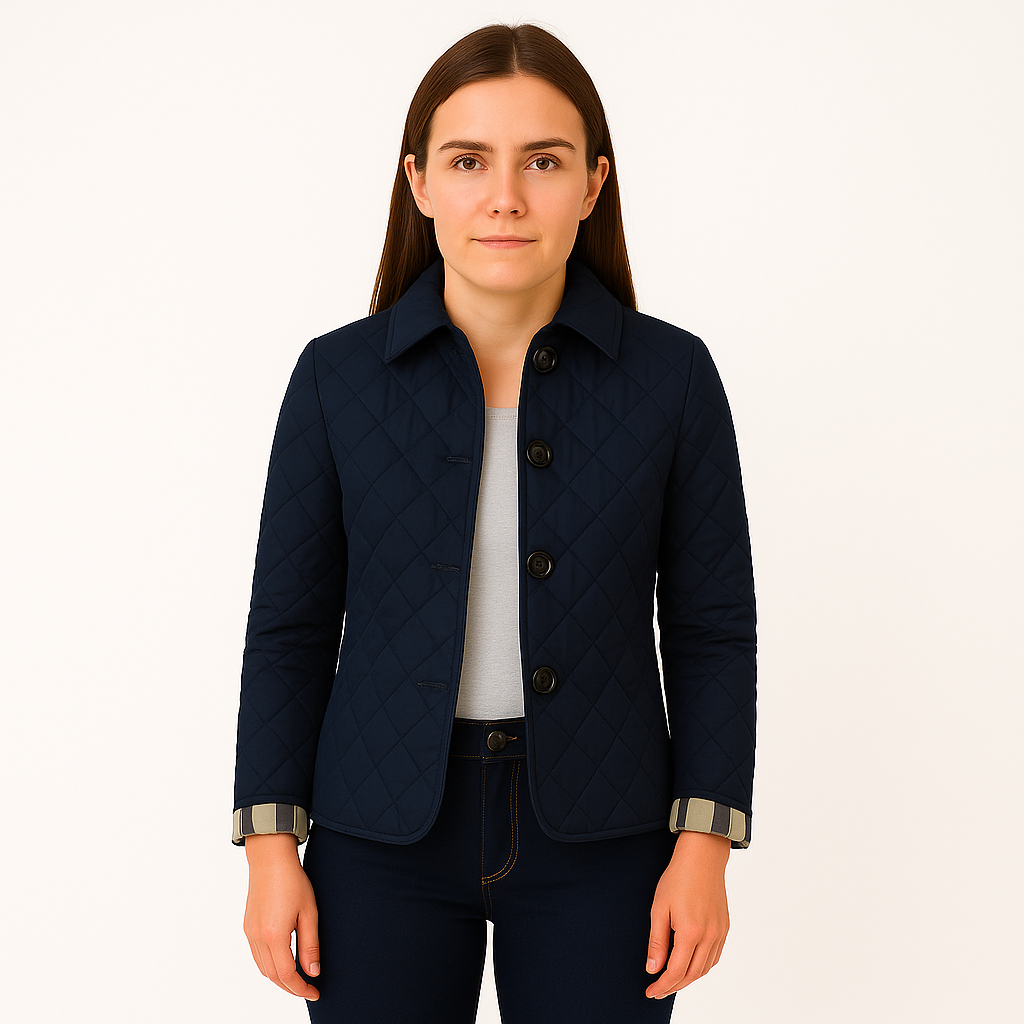 Damska pikowana kurtka w romby taliowana