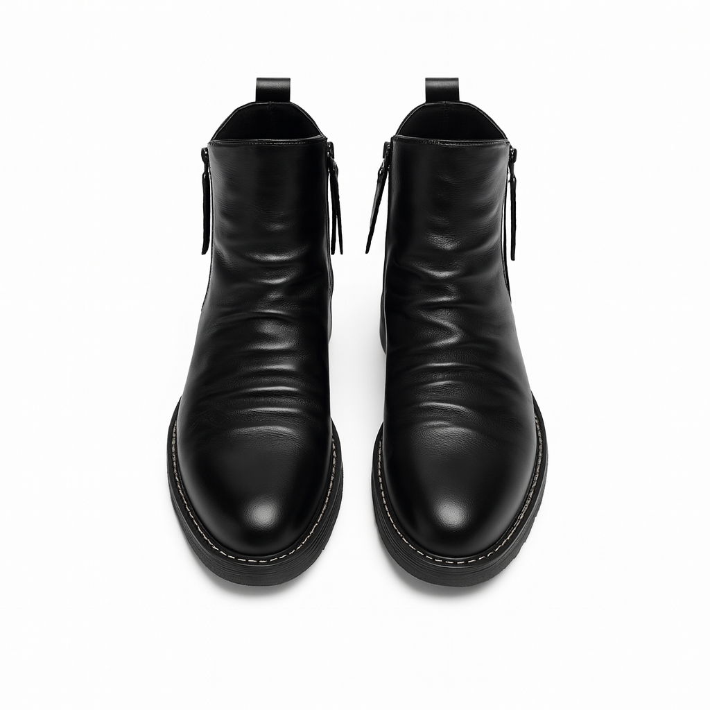 Męskie sztyblety skórzane z bocznym zamkiem