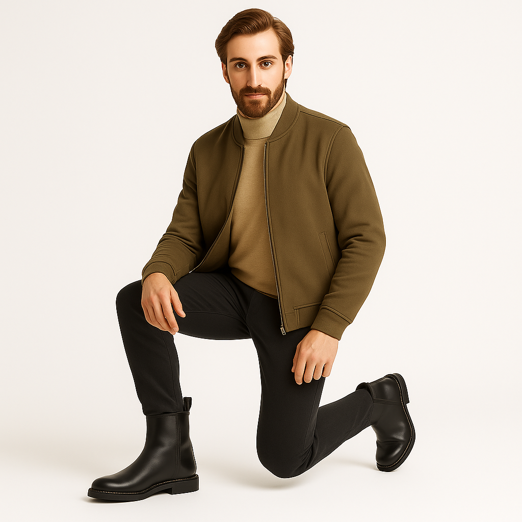 Męskie sztyblety skórzane z bocznym zamkiem