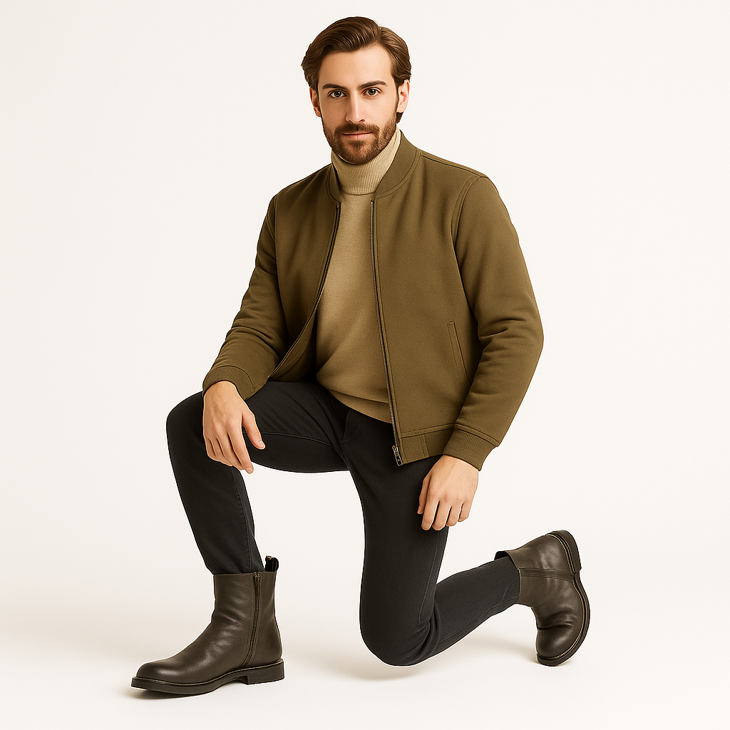 Męskie sztyblety skórzane z bocznym zamkiem