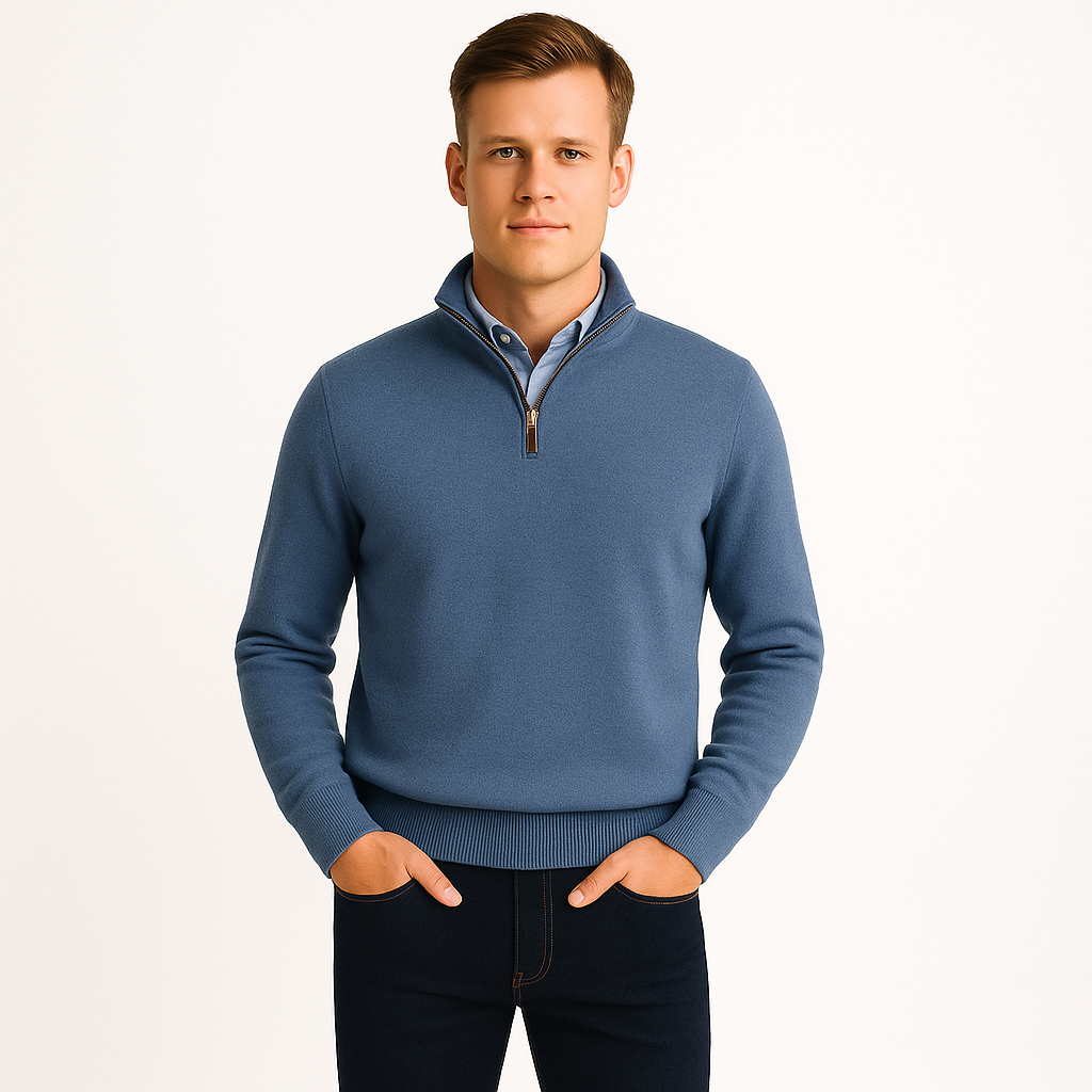 Męski sweter zapinany na zamek basic knit