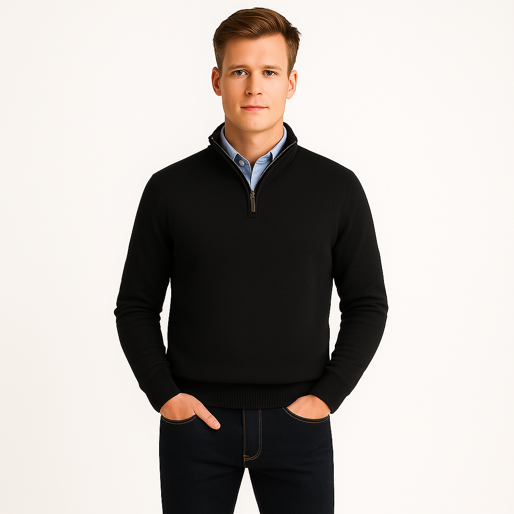 Męski sweter zapinany na zamek basic knit