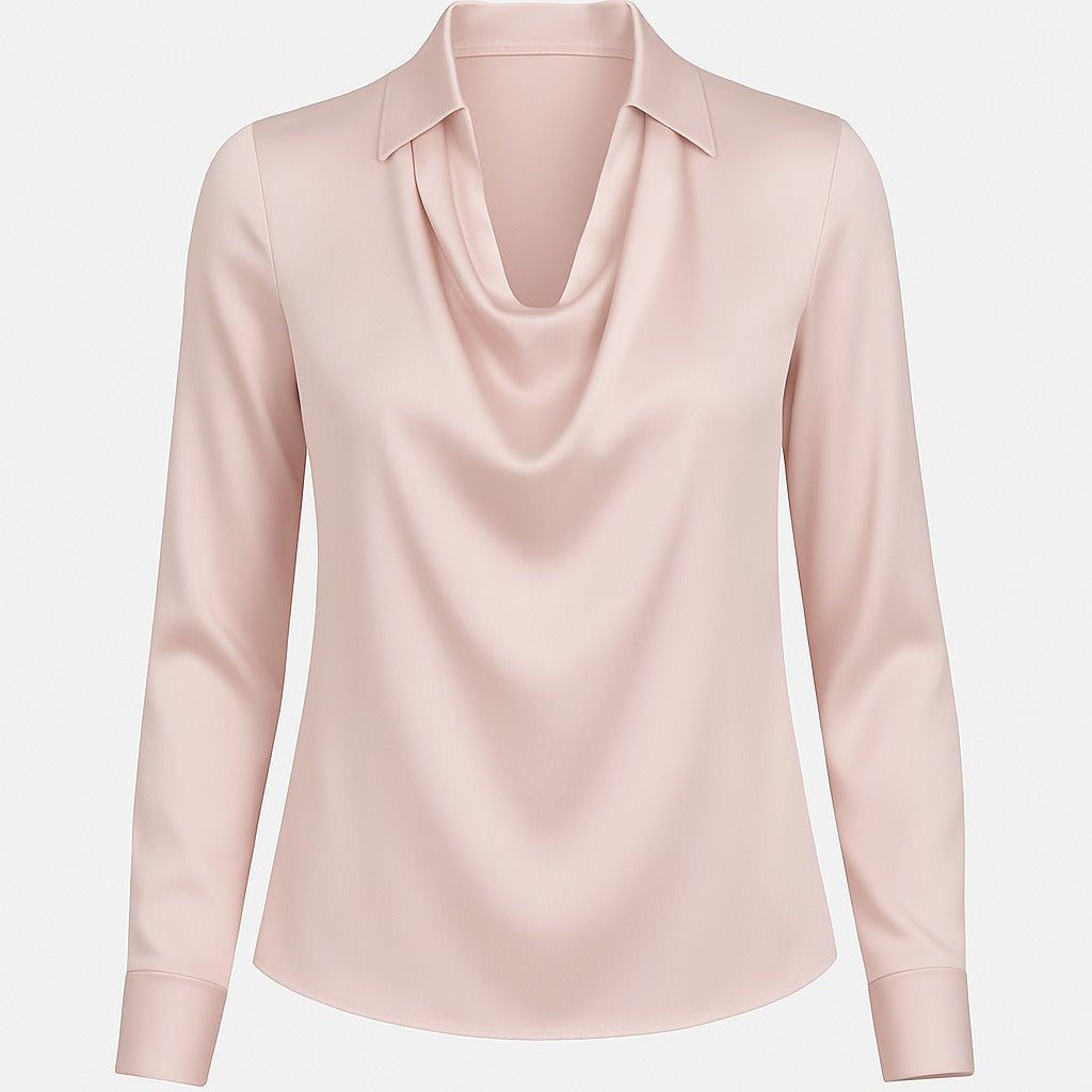 Bluzka damska z drapowaniem i długim rękawem